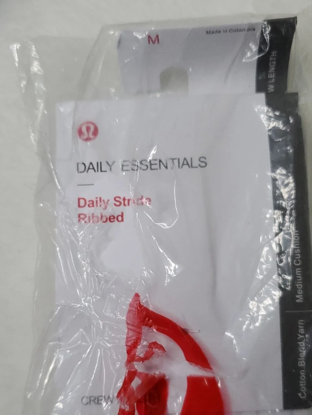 lululemon athletica White Crew Socks with Black Stripes